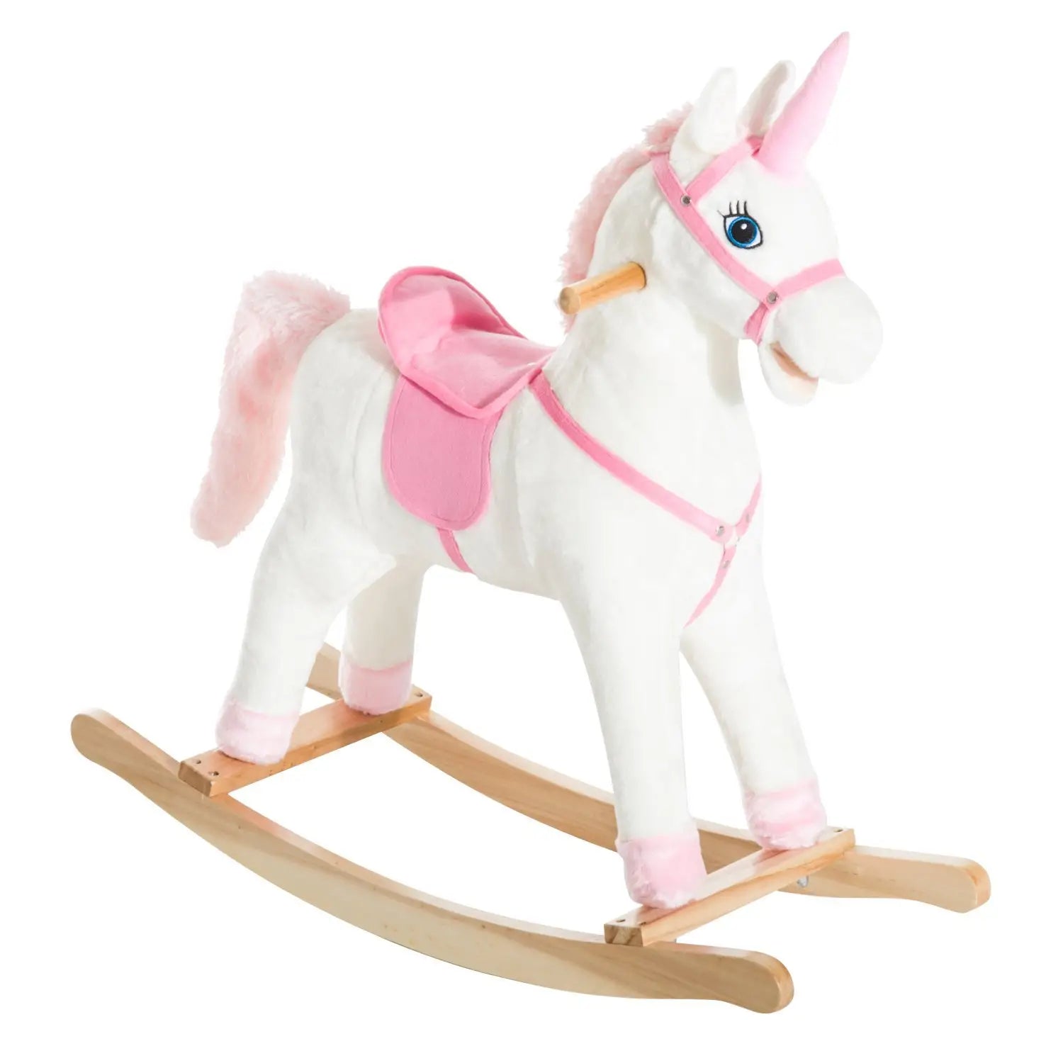 Kids Plush Rocking Horse Unicorn, Realistic Sounds, White & Pink Rocking Horses White and Pink at Gallery Canada