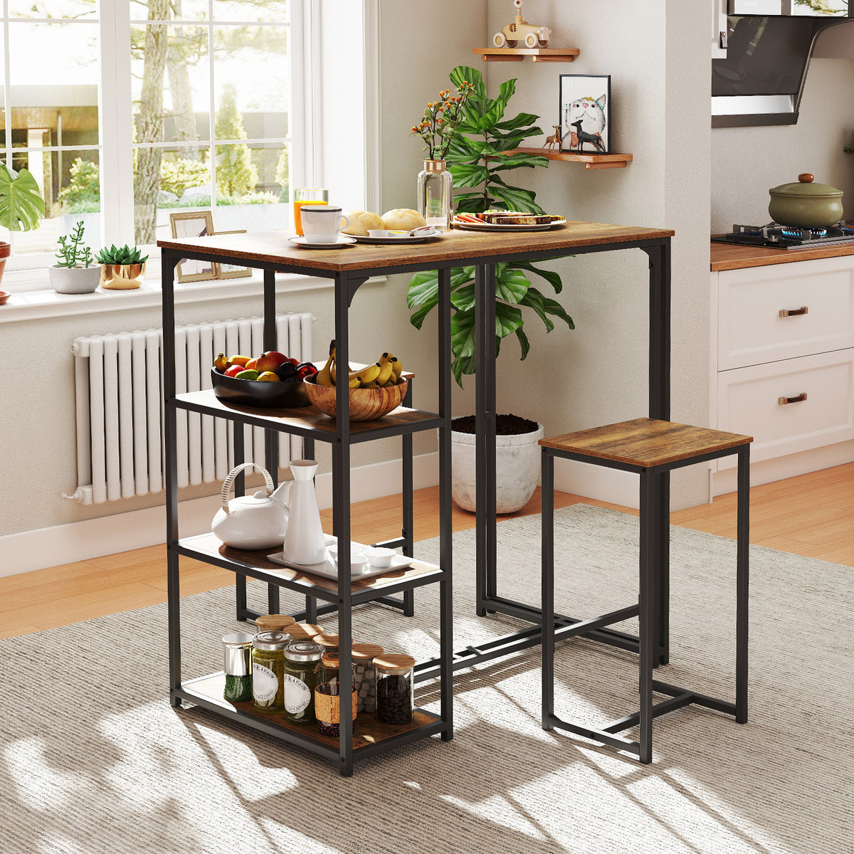 3-Piece Bar Table Set, 2 Bar-Height Dining Table, 2 Stools, Brown Dining Room Sets at Gallery Canada