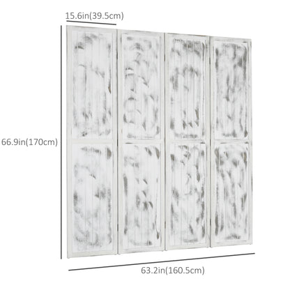 Foldable Screen Divider, 5.5' Rustic, Indoor Bedroom Office, White Room Dividers at Gallery Canada