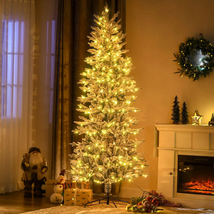 7' Pre Lit Flocked Christmas Tree, Snow Branches, Warm White Lights, Arctic Fir Pre Lit Christmas Trees at Gallery Canada