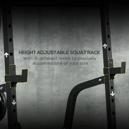 Smith Machine, Power Cage w/ Adjustable Bench, Barbell Bar, Cable Pulley, 15-Level Squat Rack Power Towers at Gallery Canada