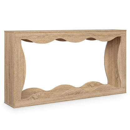63 Inch Console Table, 2-Tier Narrow Entryway, Wavy Edge Storage Shelf, Natural Console Tables at Gallery Canada