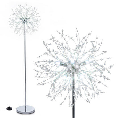63-Inch Crystal Floor Lamp, Acrylic Crystals, Silver Table & Floor Lamps Silver at Gallery Canada