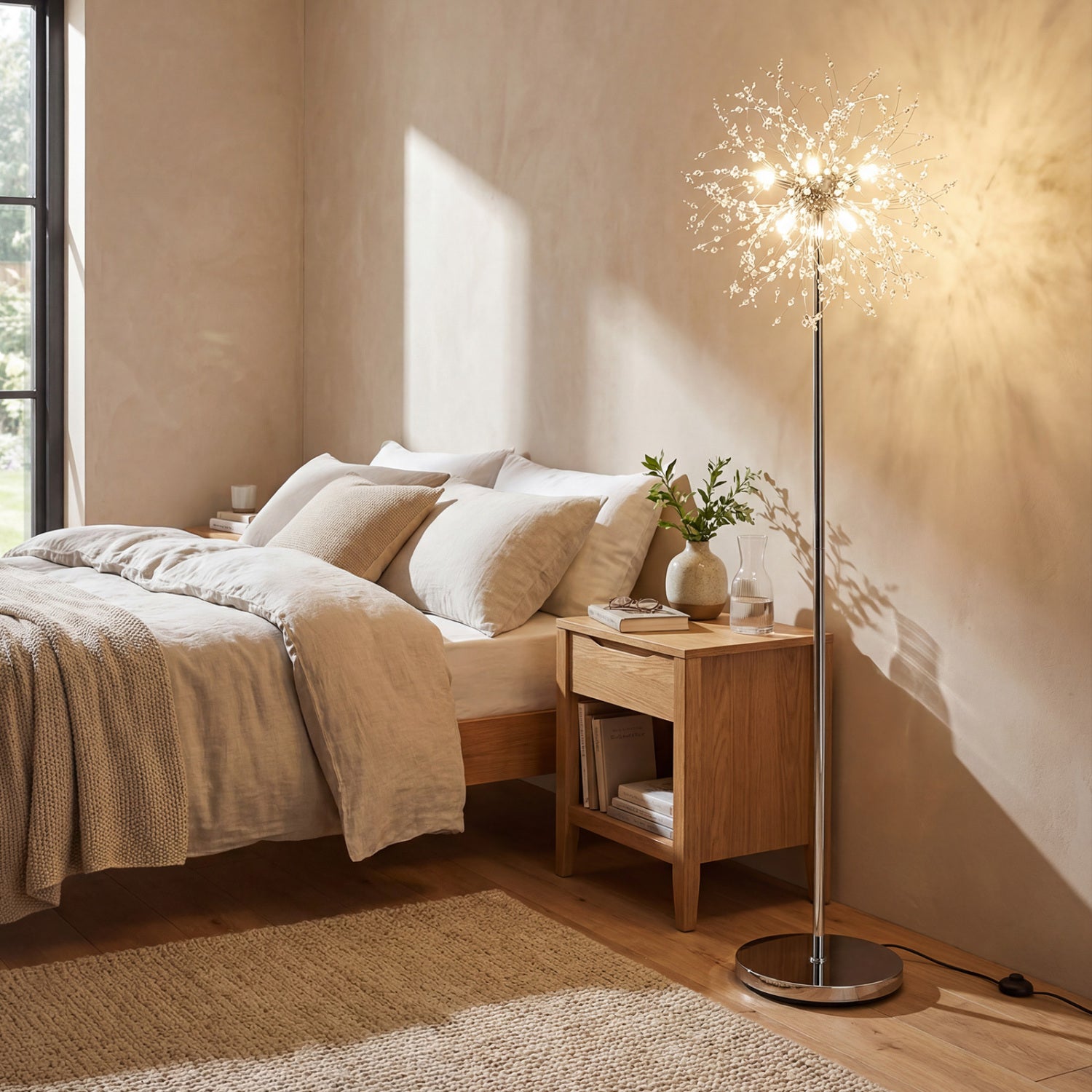 63-Inch Crystal Floor Lamp, Acrylic Crystals, Silver Table & Floor Lamps at Gallery Canada