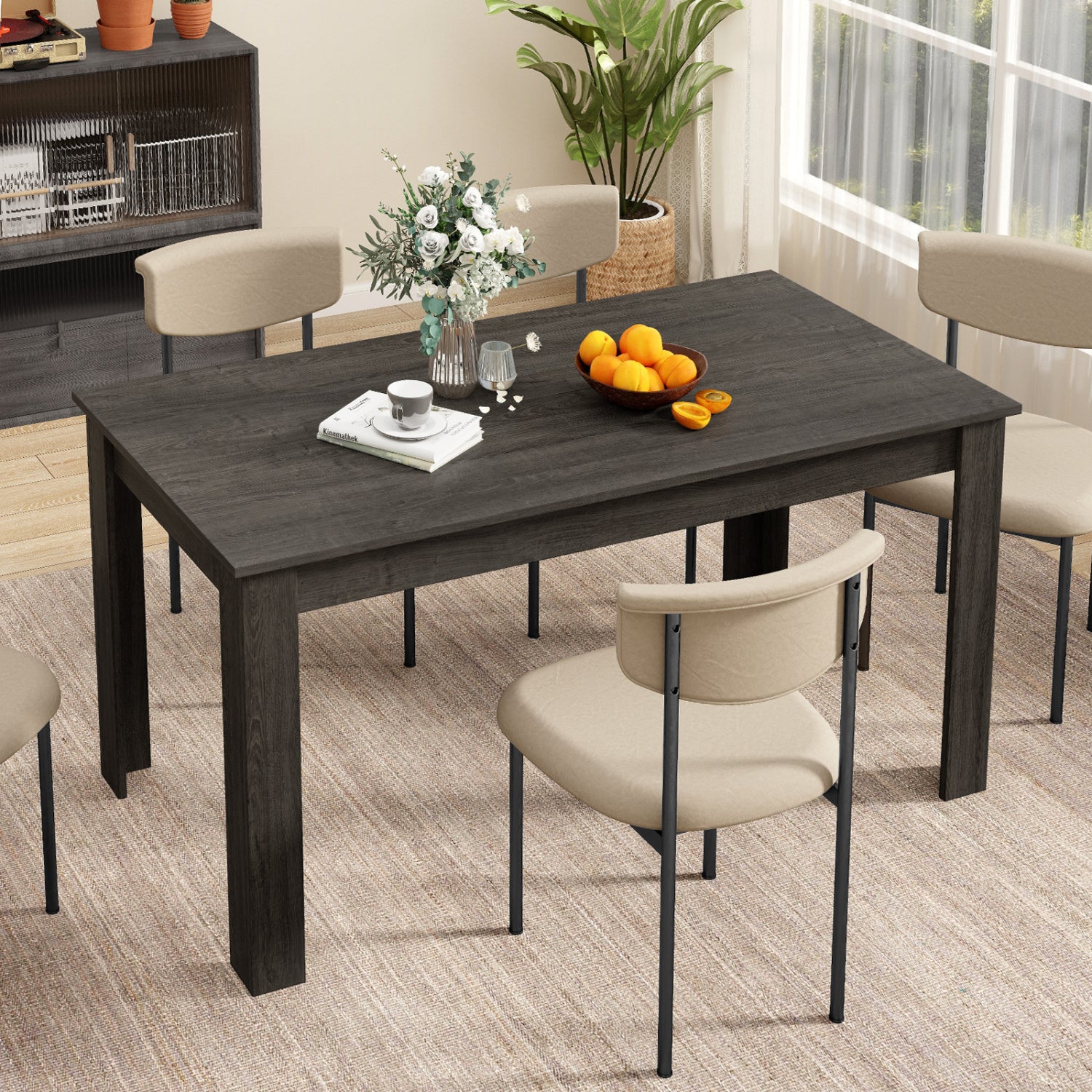 63 Inch Rectangular Modern Dining Table, Gray Dining Tables at Gallery Canada