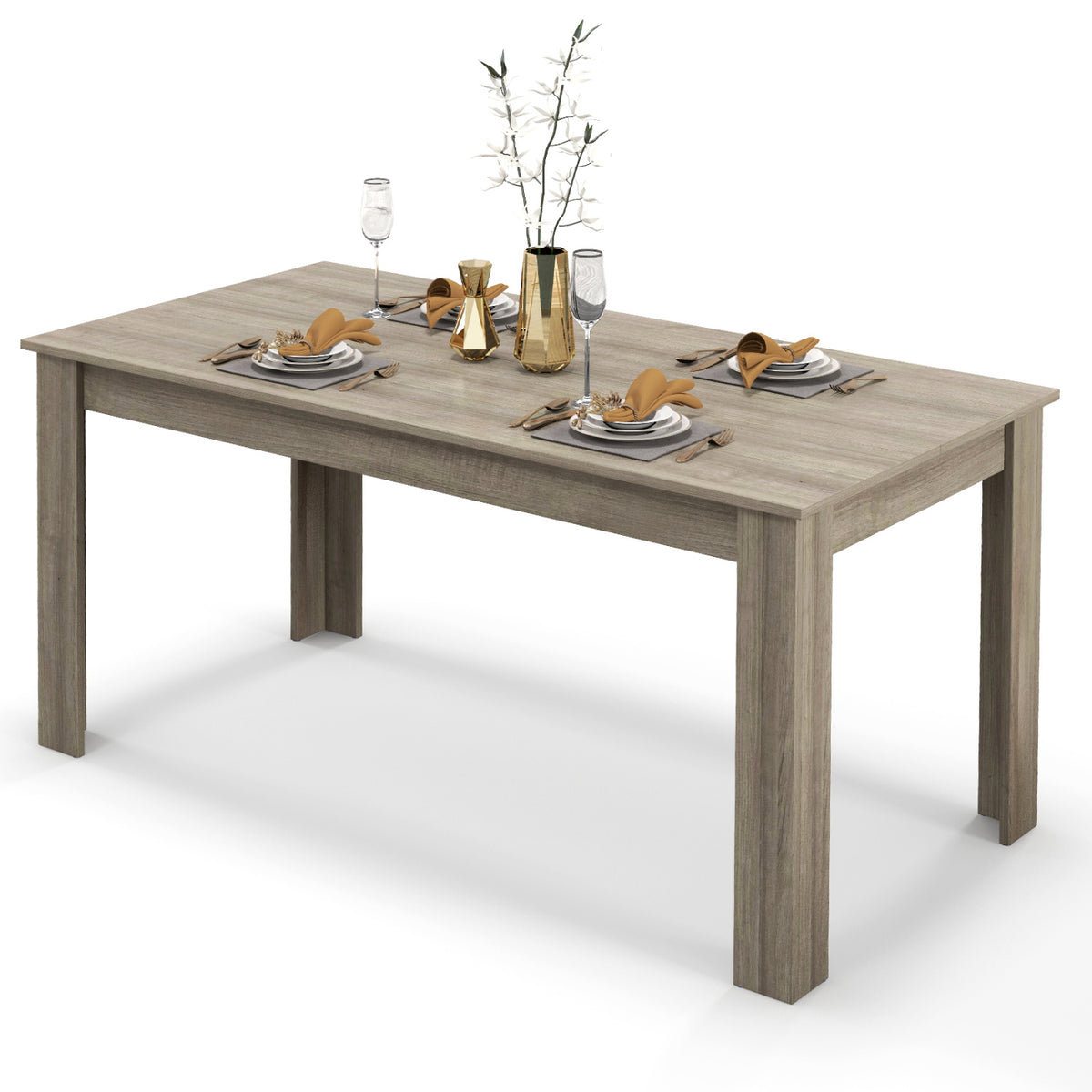 63 Inch Rectangular Modern Dining Kitchen Table, Light Gray Dining Tables at Gallery Canada
