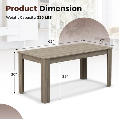 63 Inch Rectangular Modern Dining Kitchen Table, Light Gray Dining Tables at Gallery Canada