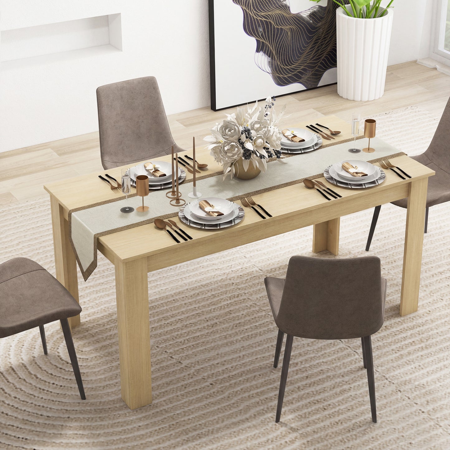 63 Inch Rectangular Dining Table, Oak Dining Tables at Gallery Canada