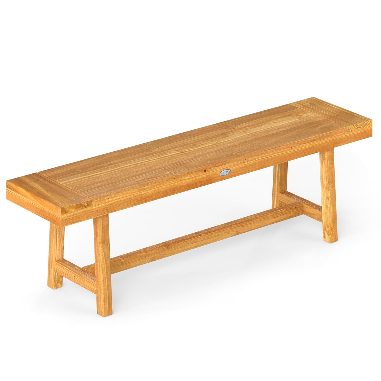63 Inch Solid Wood Bench, Seats 3 People, Natural Outdoor Benches Natural at Gallery Canada