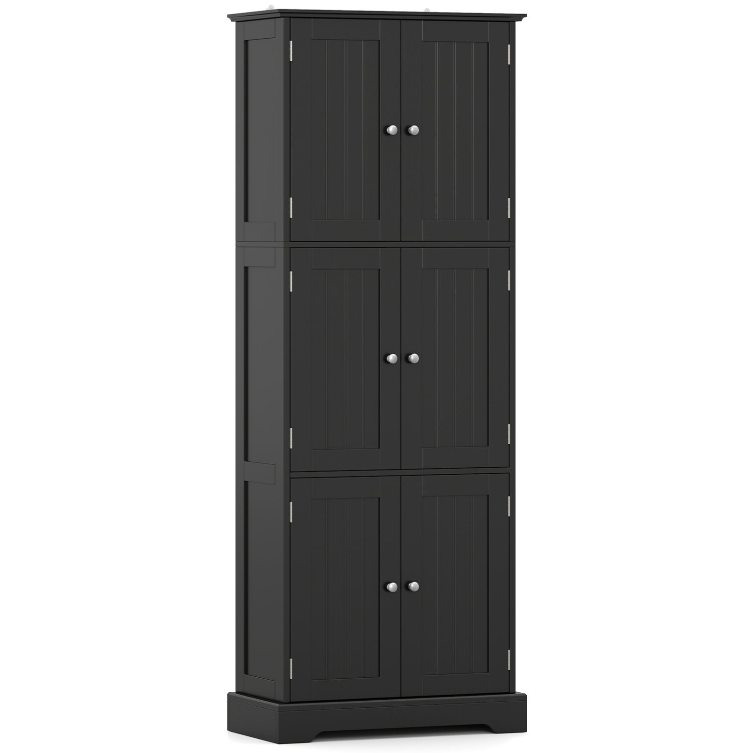 63 In Tall Bathroom Storage Cabinet, 6 Doors, Black Floor Cabinets Black at Gallery Canada