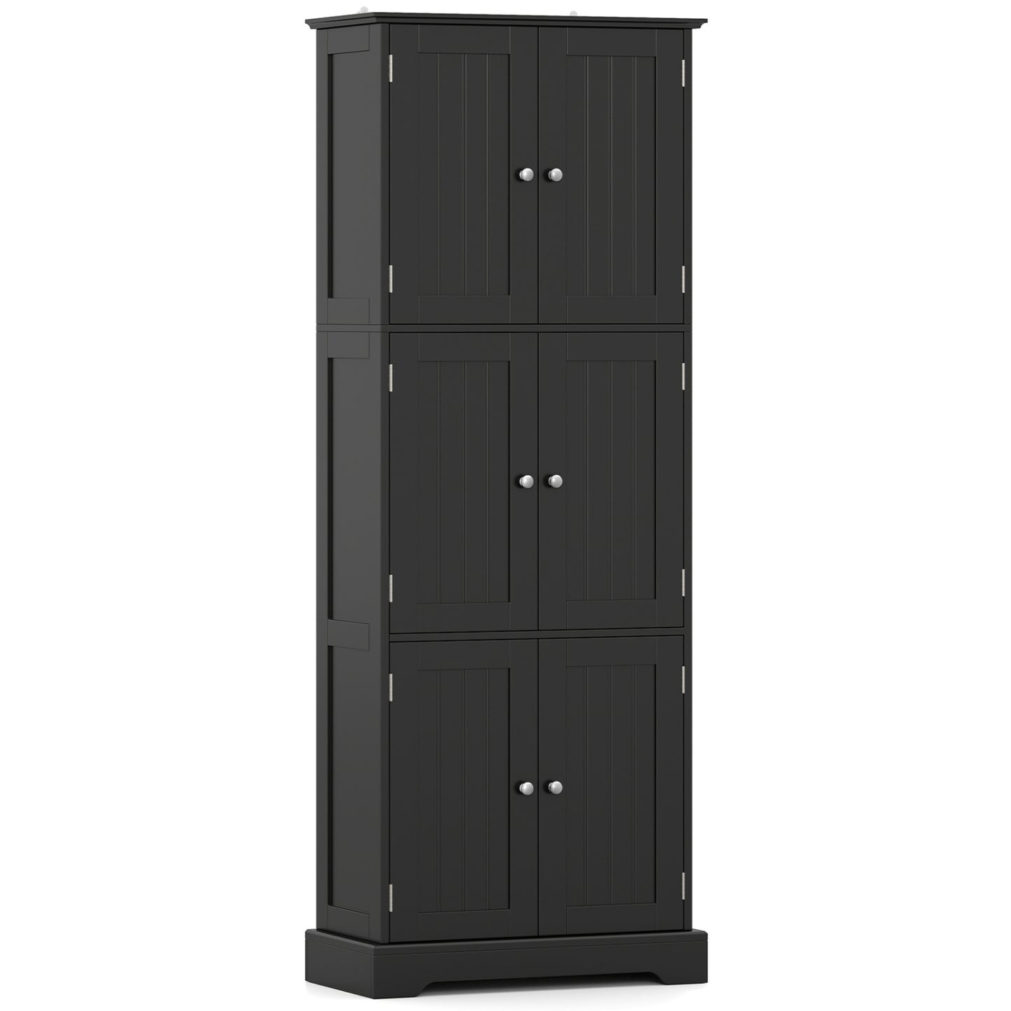 63 In Tall Bathroom Storage Cabinet, 6 Doors, Black Floor Cabinets Black at Gallery Canada