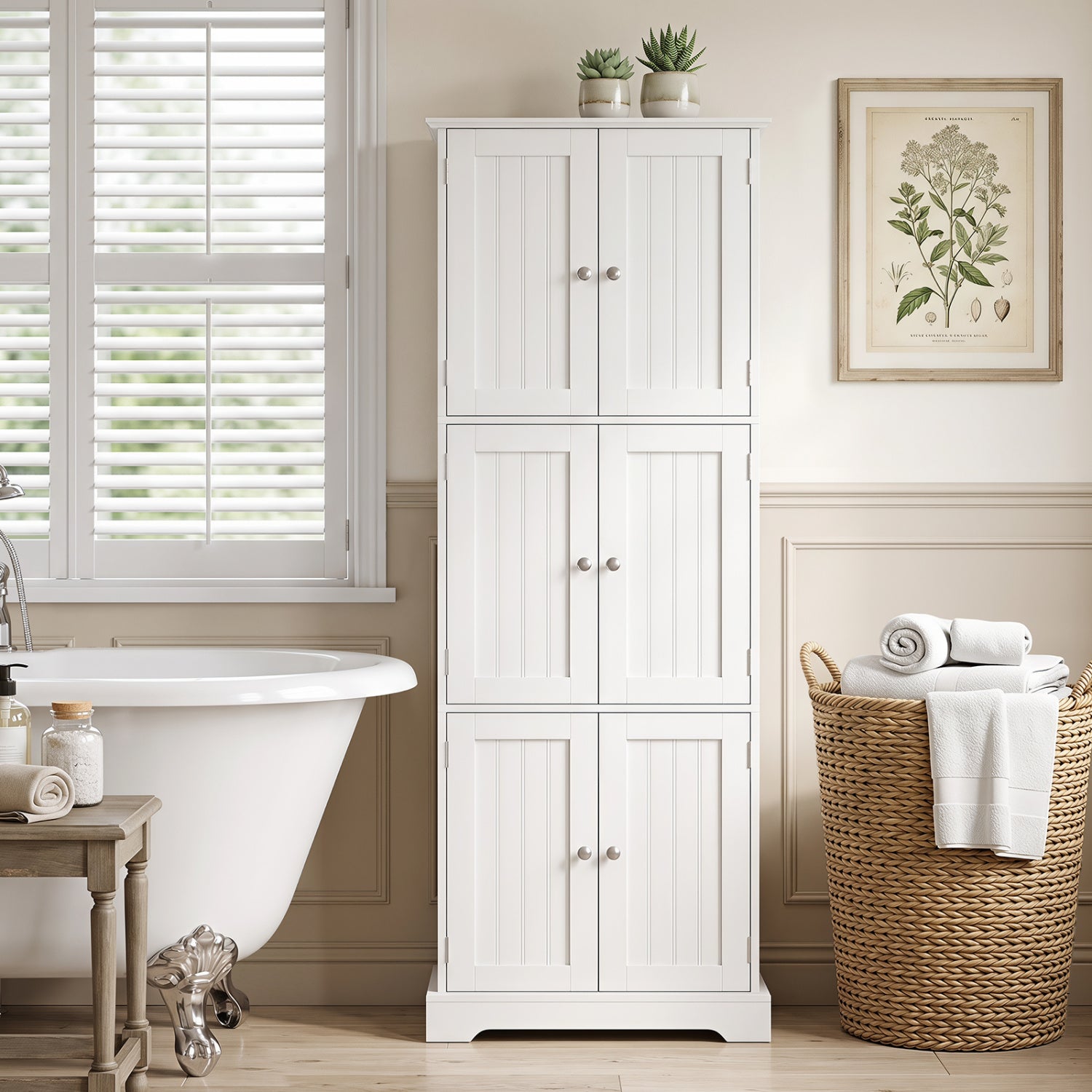 63 Inch Tall Bathroom Storage Cabinet, White Floor Cabinets at Gallery Canada