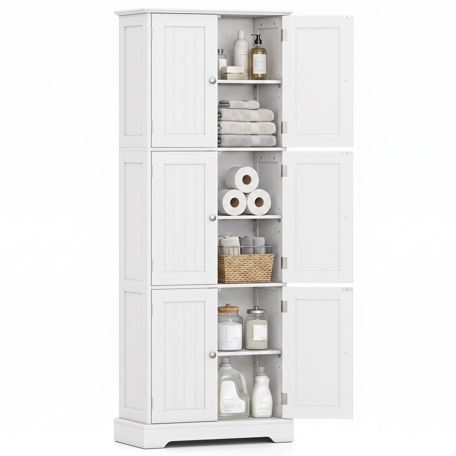 63 Inch Tall Bathroom Storage Cabinet, White Floor Cabinets at Gallery Canada