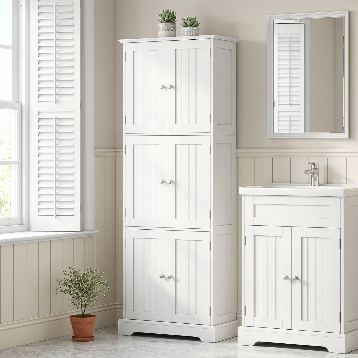 63 Inch Tall Bathroom Storage Cabinet, White Floor Cabinets at Gallery Canada