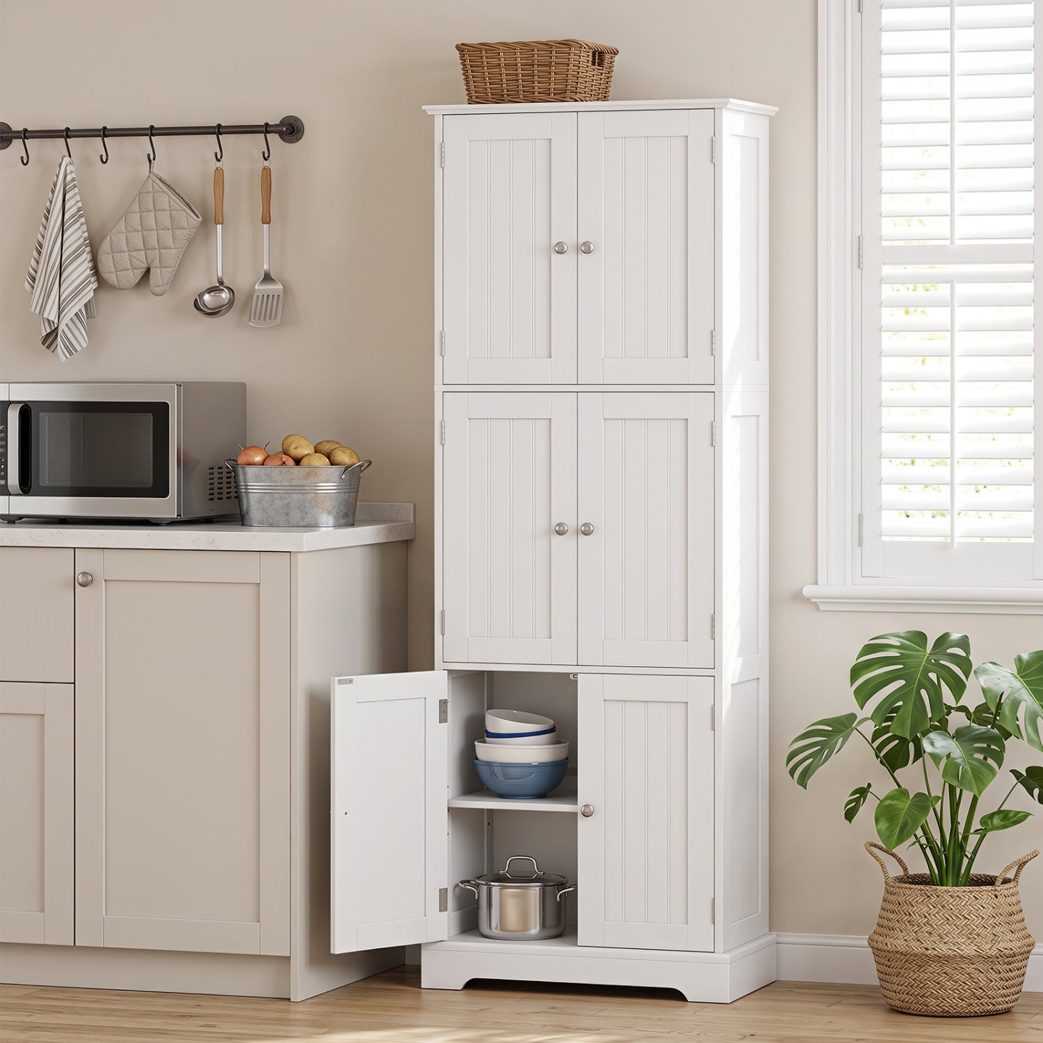 63 Inch Tall Bathroom Storage Cabinet, White Floor Cabinets at Gallery Canada