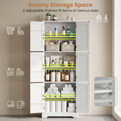 63 Inch Tall Bathroom Storage Cabinet, White Floor Cabinets at Gallery Canada