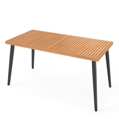 63 Inches Outdoor Indoor Dining Table with 1.97 Inches Umbrella Hole and Metal Legs Patio Dining Tables at Gallery Canada