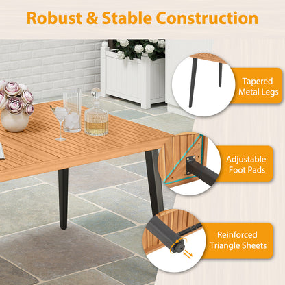 63 Inches Outdoor Indoor Dining Table with 1.97 Inches Umbrella Hole and Metal Legs Patio Dining Tables at Gallery Canada