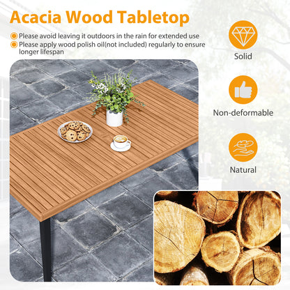 63 Inches Outdoor Indoor Dining Table with 1.97 Inches Umbrella Hole and Metal Legs Patio Dining Tables at Gallery Canada