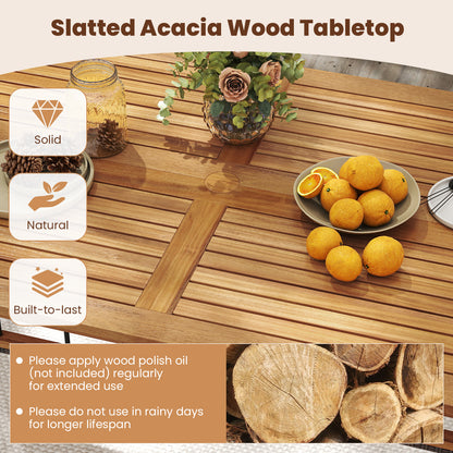 63" Outdoor Dining Table with Acacia Wood Slatted Tabletop Patio Dining Tables at Gallery Canada