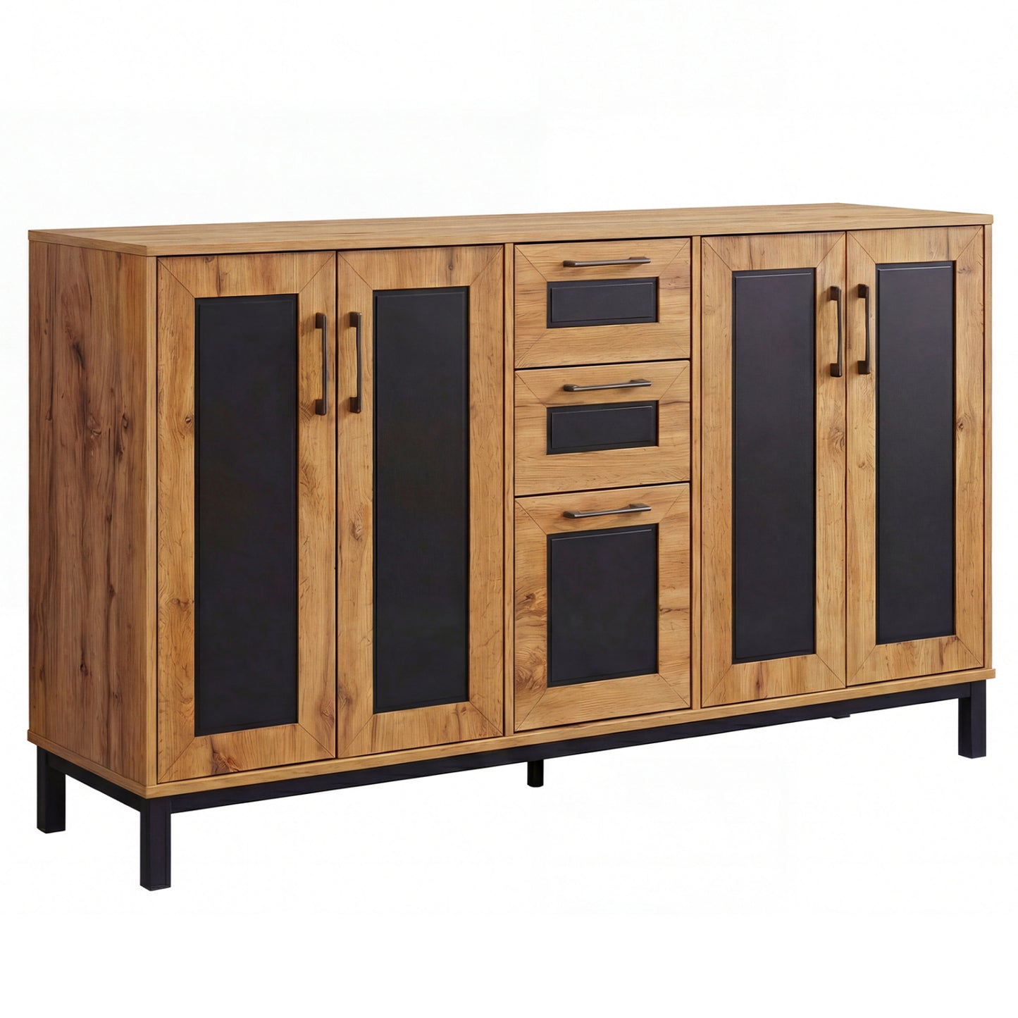63" Sideboard Buffet Cabinet, 3 Drawers, Storage Shelves, Natural Sideboards Cabinets & Buffets at Gallery Canada