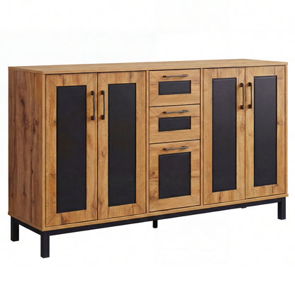 63" Sideboard Buffet Cabinet, 3 Drawers, Storage Shelves, Natural Sideboards Cabinets & Buffets at Gallery Canada
