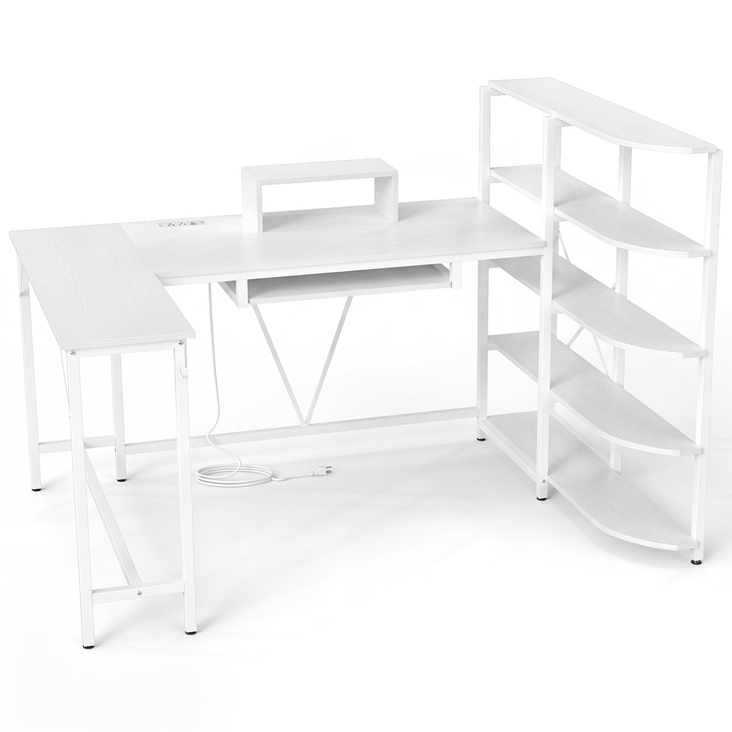 U-Shaped Computer Desk with Power Outlets, White Office Desks at Gallery Canada