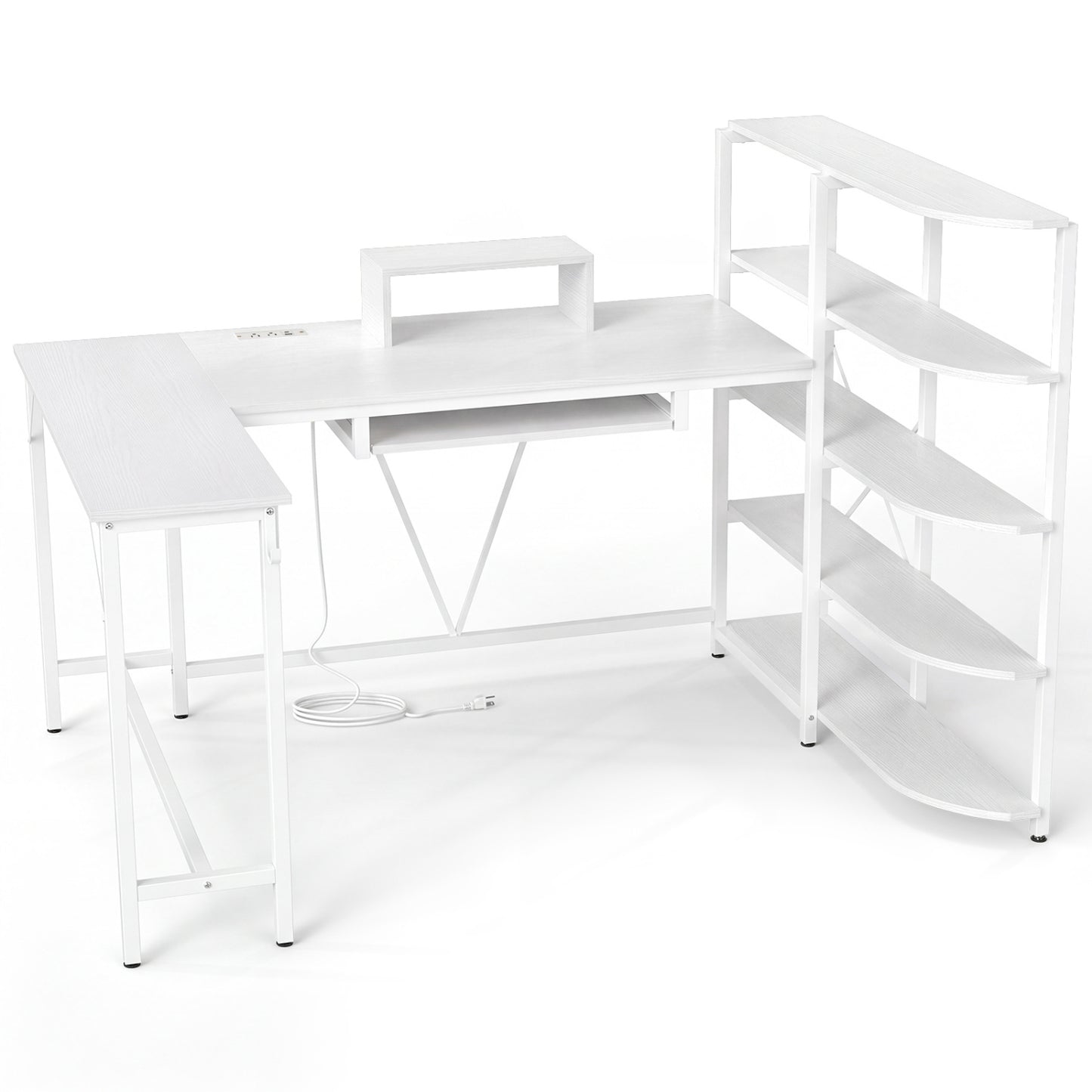 U-Shaped Computer Desk with Power Outlets, White Office Desks at Gallery Canada