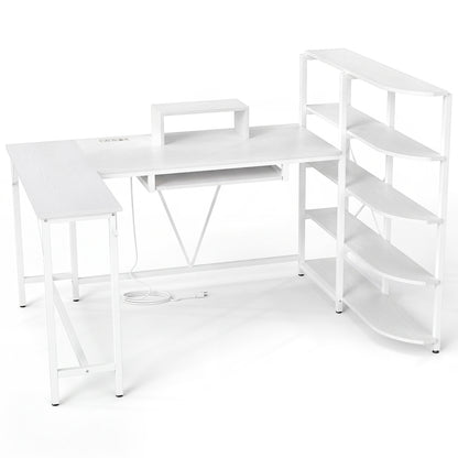U-Shaped Computer Desk with Power Outlets, White Office Desks at Gallery Canada