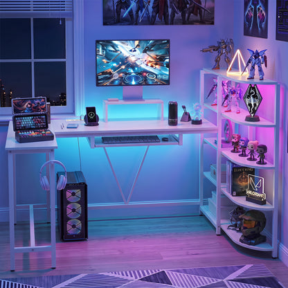 U-Shaped Computer Desk with Power Outlets, White Office Desks at Gallery Canada