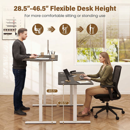 63 x 24 Inch Height Adjustable Sit Stand Desk, Grey Computer Desks at Gallery Canada