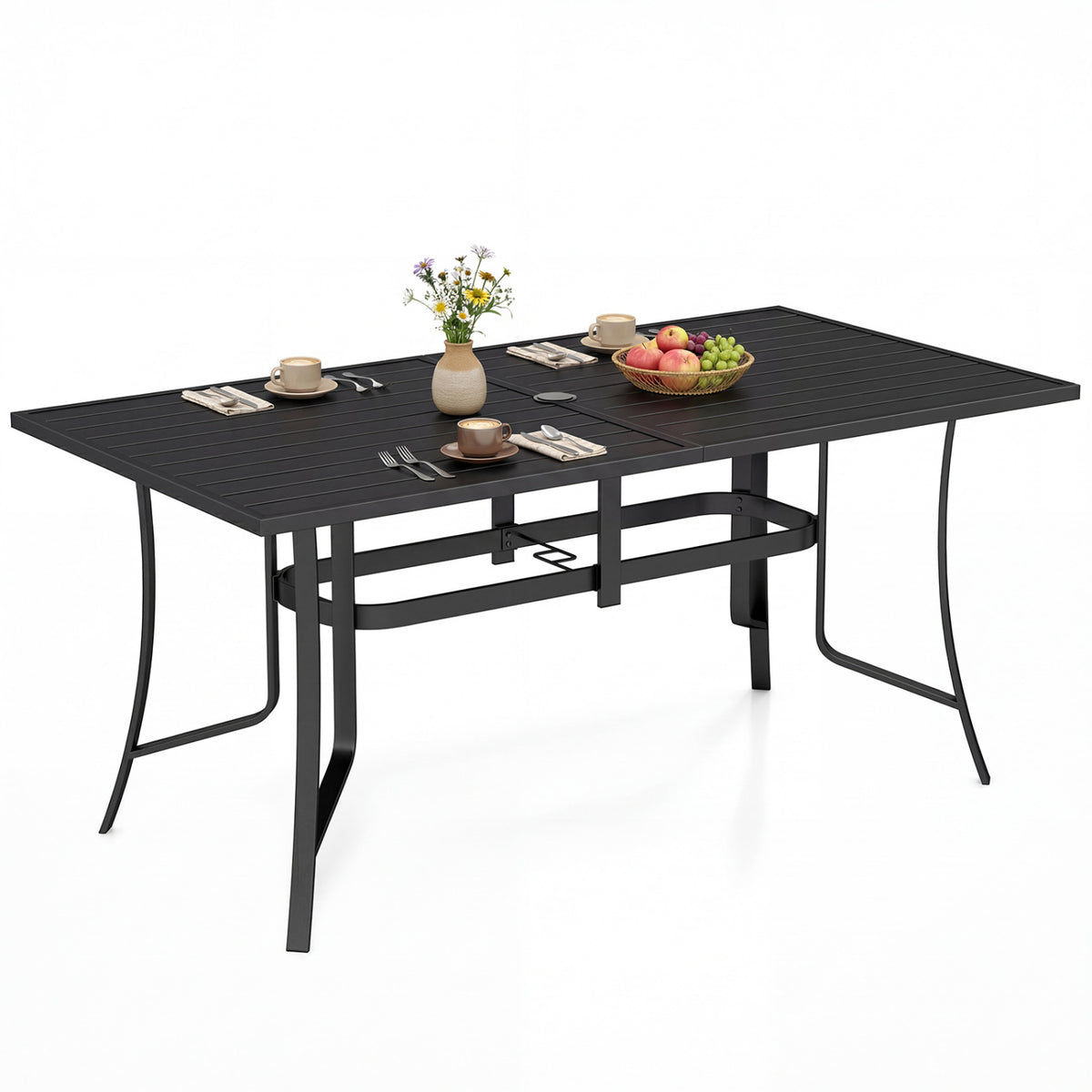 63" x 33" Rectangle Metal Patio Dining Table For 6 Patio Dining Tables at Gallery Canada