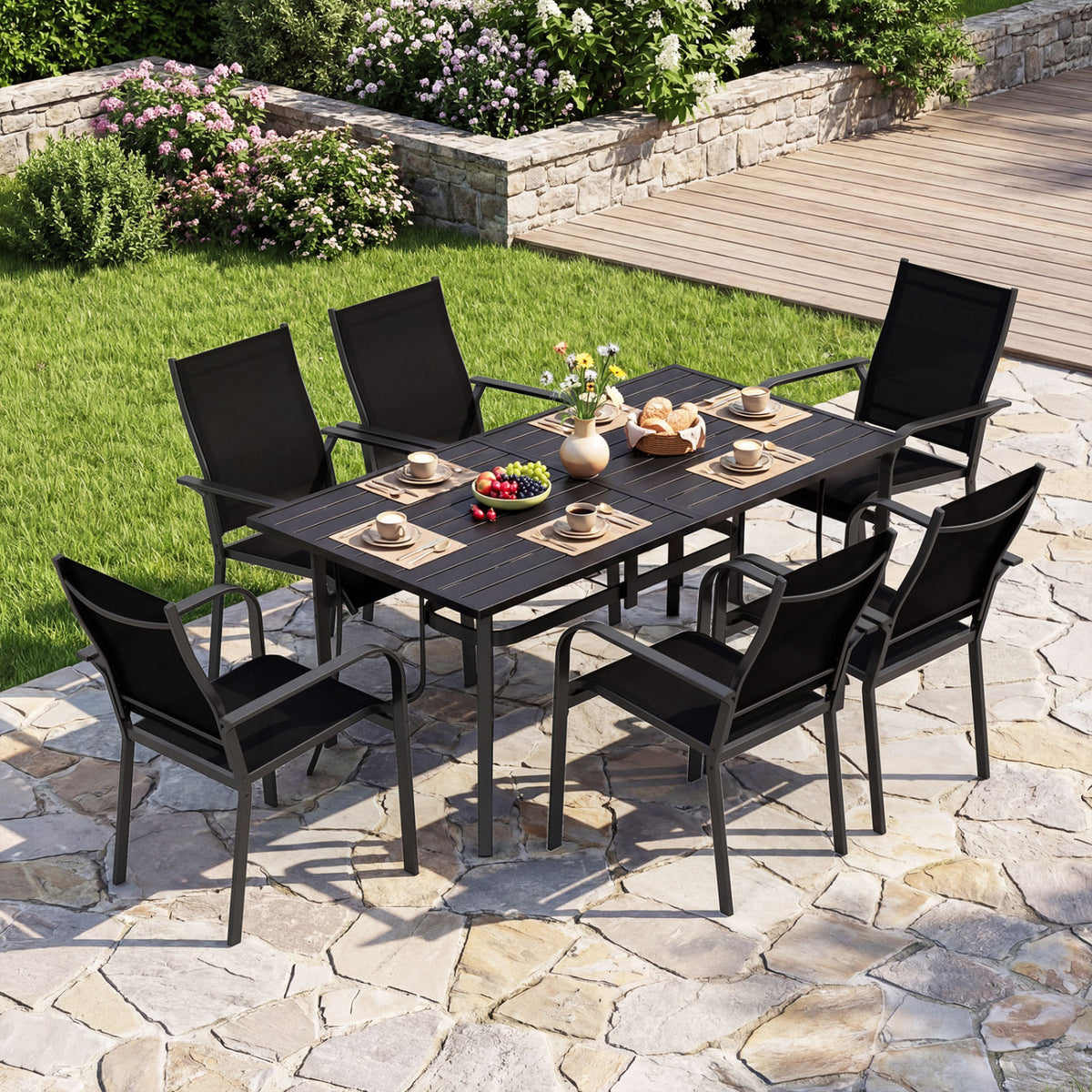 63" x 33" Rectangle Metal Patio Dining Table For 6 Patio Dining Tables at Gallery Canada