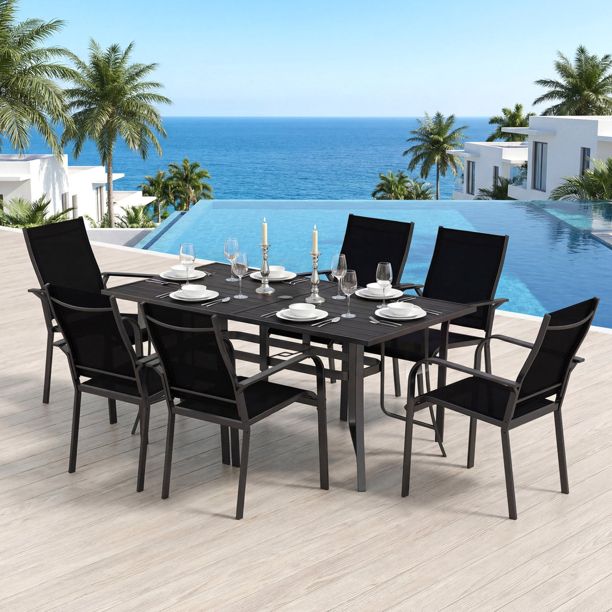 63" x 33" Rectangle Metal Patio Dining Table For 6 Patio Dining Tables at Gallery Canada