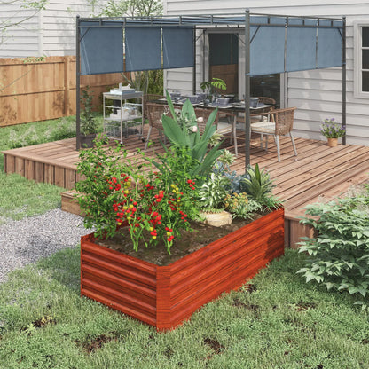 Galvanized Raised Garden Bed, Steel Planter, 71" x 35" x 23", Rustic Brown, Brown Raised Garden Beds at Gallery Canada