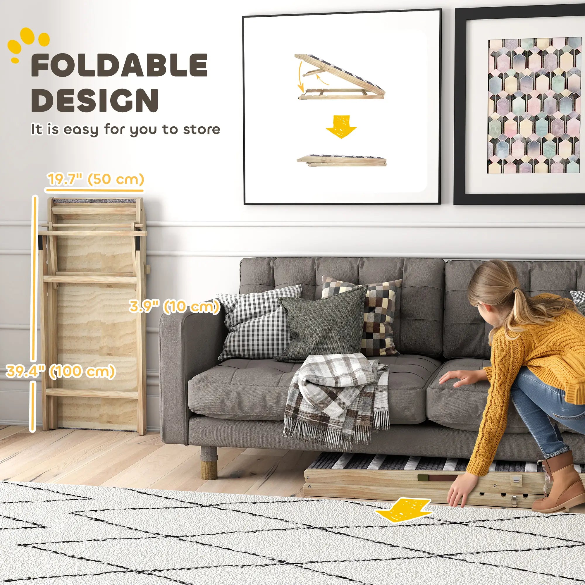 Foldable Dog Ramp For Couch, 4 Adjustable Height 14