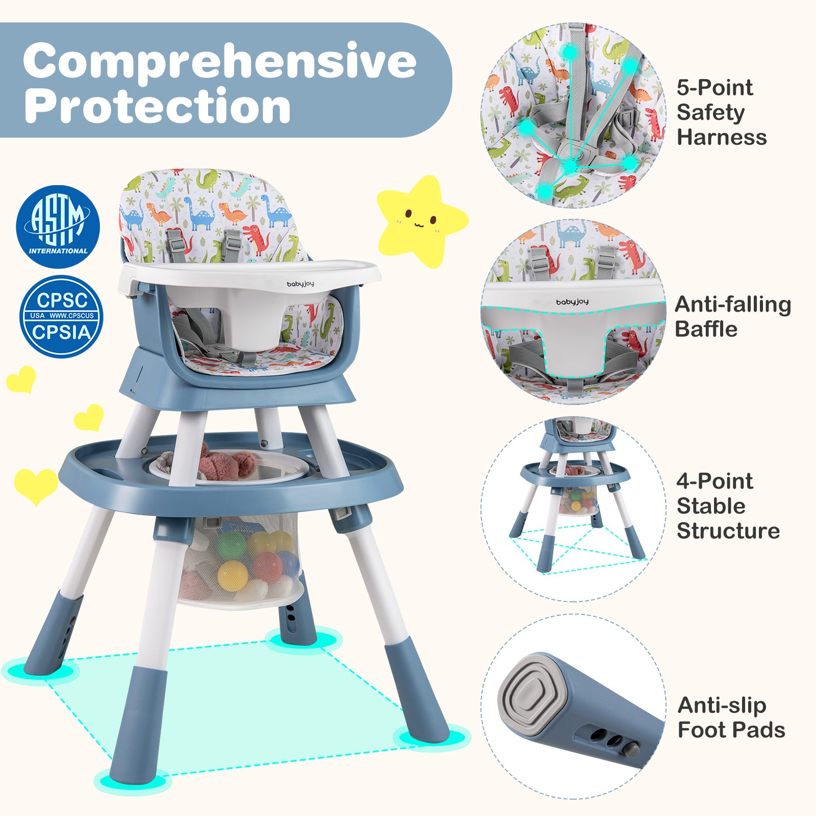 16-in-1 Baby High Chair, Activity Center, Booster Seat, Celadon Green High Chairs at Gallery Canada