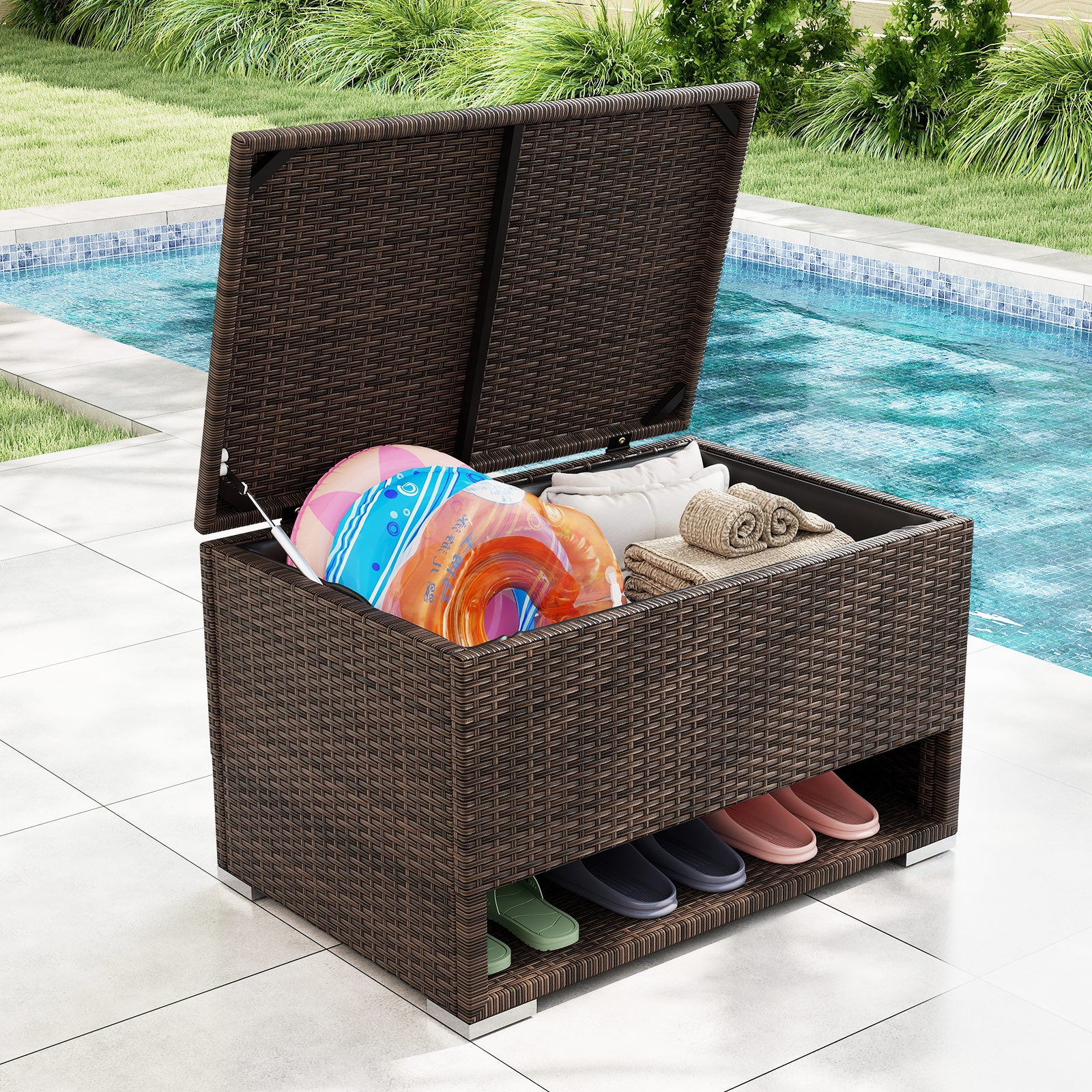 Rattan Storage Bin, Waterproof Liner, Patio Cushions, Brown Sheds & Outdoor Storage at Gallery Canada