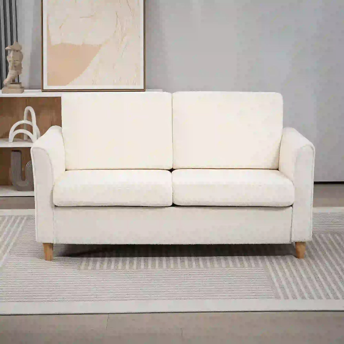 2-Seat Sofa with Armrests, Wood Legs, 2-Seater, Cream White 2-Seater Sofas at Gallery Canada