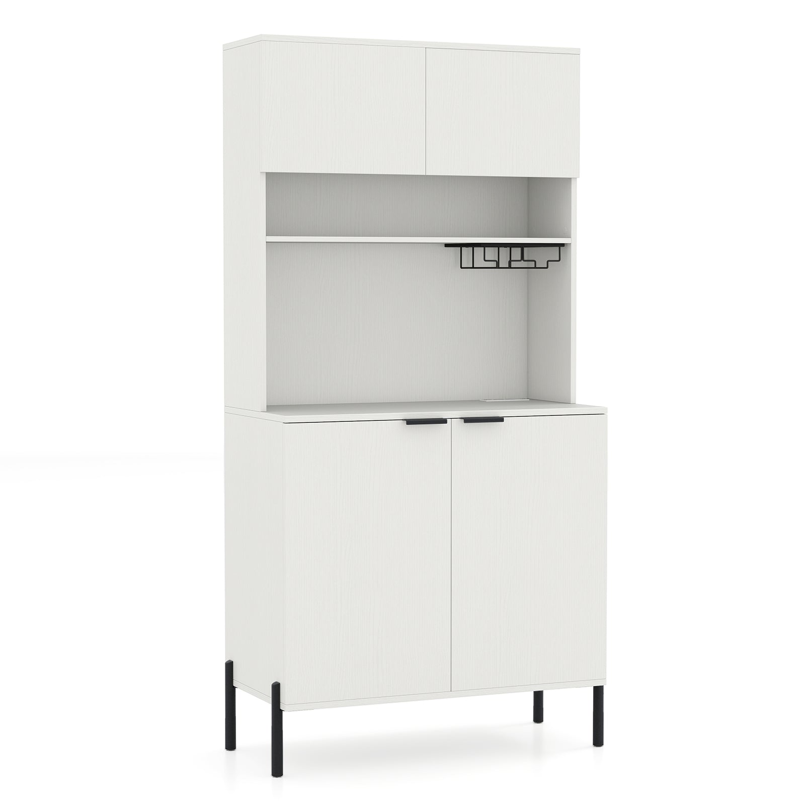 64.5 Inches Tall Kitchen Pantry Cabinet with Charging Station and Wine Glass Rack, White Sideboards Cabinets & Buffets at Gallery Canada