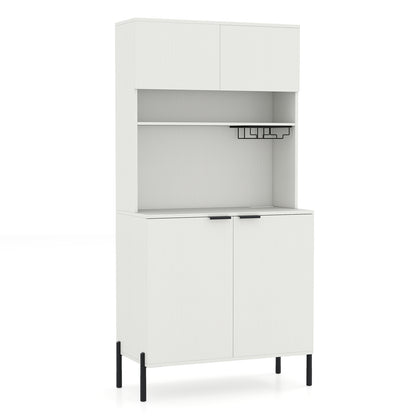 64.5 Inches Tall Kitchen Pantry Cabinet with Charging Station and Wine Glass Rack, White Sideboards Cabinets & Buffets at Gallery Canada