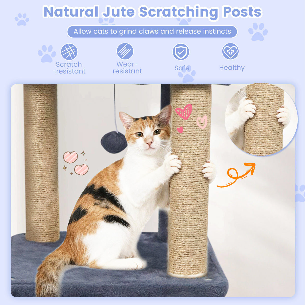 64 Inch Tall Cat Tree with 2 Large Condos and Jute Scratching Posts for Indoor Adult Cats-Dark Grey, Dark Gray Cat Trees Condos & Scratchers at Gallery Canada