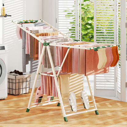 64 Inch Adjustable Clothes Drying Rack, Beige Drying Racks at Gallery Canada