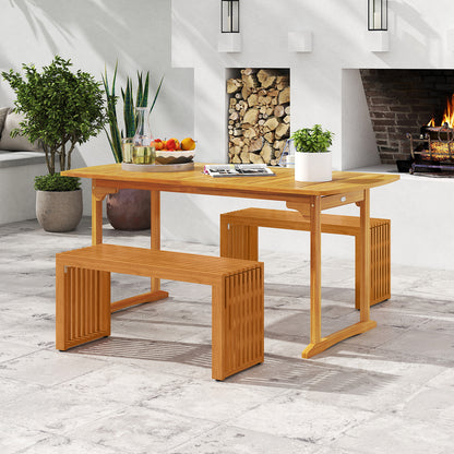 36 Inch Acacia Wood Patio Bench, All-Slat Loveseat Outdoor Benches at Gallery Canada