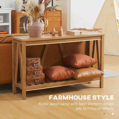 Farmhouse Console Table with Storage Shelf, Rustic Sofa Table, Brown Console Tables at Gallery Canada