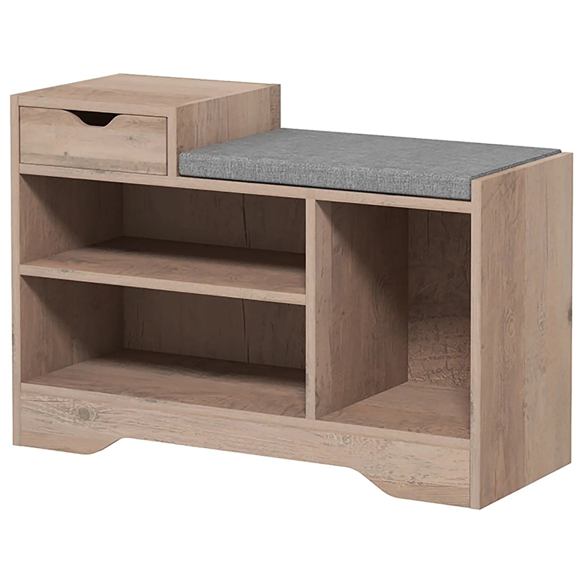 Upholstered Shoe Storage Bench, Seat, Drawer, 3 Shelves, Grey Shoe Storage Cabinets & Racks Grey at Gallery Canada