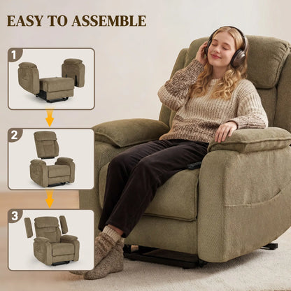 Power Recliner Chair, Massage, Electric Lift, 2 Memory Positions, Brown Electric Power Lift Chairs at Gallery Canada