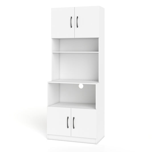 66 Inch Kitchen Pantry Cabinet, Charging Station, Adjustable Shelves, White Sideboards Cabinets & Buffets White at Gallery Canada