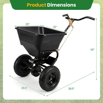 66 LBS Walk-Behind Broadcast Spreader, 13 Inch Tires Lawn Care Tools at Gallery Canada