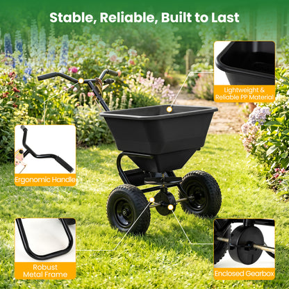 66 LBS Walk-Behind Broadcast Spreader, 13 Inch Tires Lawn Care Tools at Gallery Canada
